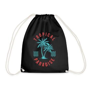 Tropical Paradise Retro Palm Badge - Drawstring Bag - black - Front