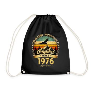 50th Birthday Gift Husband Original May 1976 - Drawstring Bag - black - Front