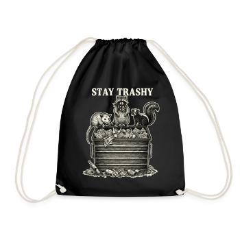 Stay Trashy Waschbär Opossum Stinktier - Turnbeutel - Schwarz - Vorne
