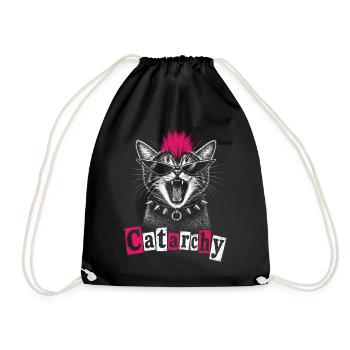 Catarchy Funny Punk Cat Girl Women - Drawstring Bag - black - Front