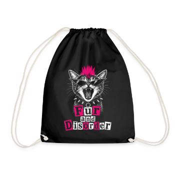 Fur And Disorder Funny Punk Cat Girl - Drawstring Bag - black - Front