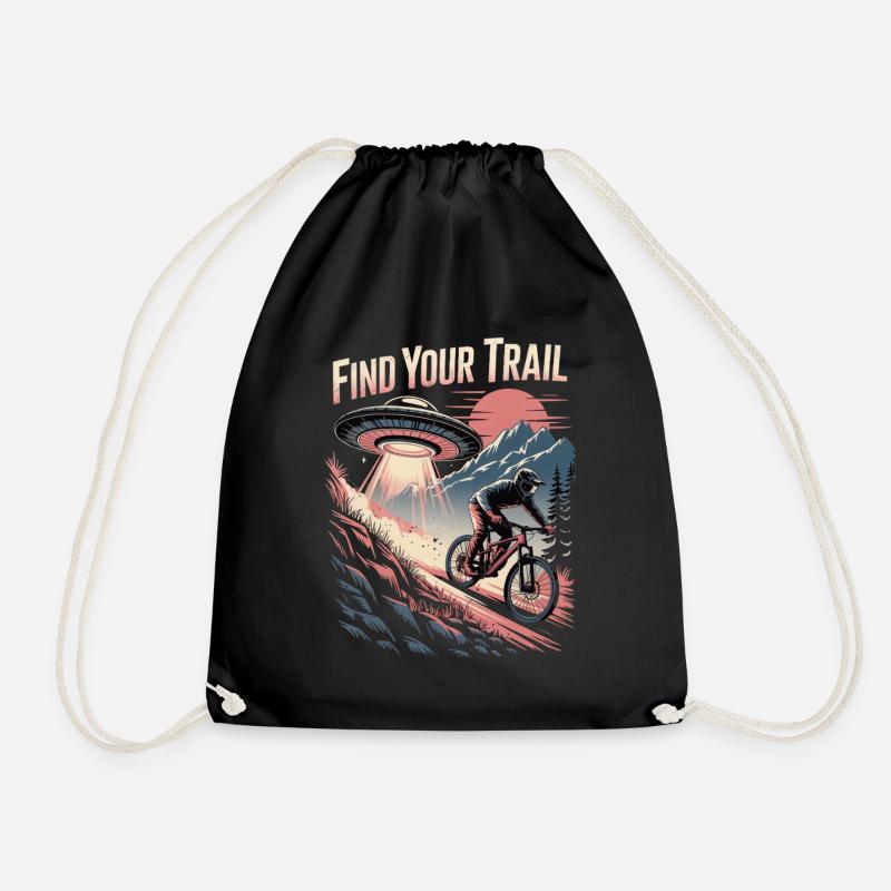 Mountain Bike Downhill MTB Riding Cycling Action - Drawstring Bag - black