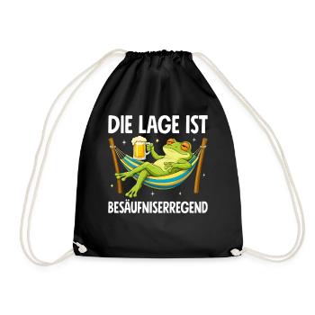Die Lage Ist Besäufniserregend mit Frosch - Turnbeutel - Schwarz - Vorne