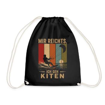 Mir reichts Ich geh kiten Vintage Kitesurfer - Turnbeutel - Schwarz - Vorne