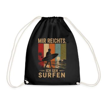 Mir reichts Ich geh surfen Vintage Surfer - Turnbeutel - Schwarz - Vorne