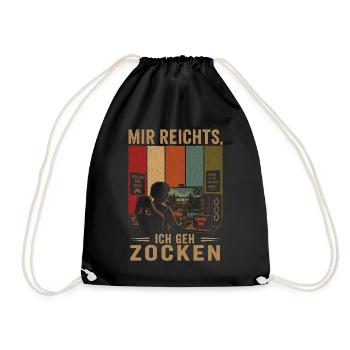 Mir reichts Ich geh zocken Vintage Gamer - Turnbeutel - Schwarz - Vorne
