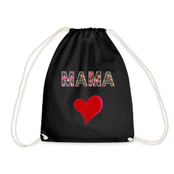 Mama Blumen Design Muttertag Geschenk Liebe - Turnbeutel - Schwarz - Vorne