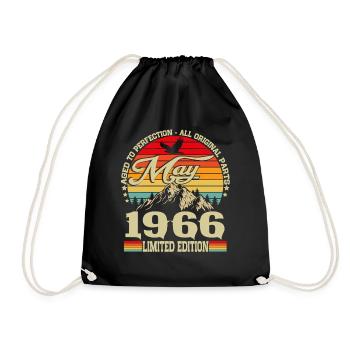 Vintage mai 1966 Vintage Rétro Anniversaire - Sac de sport léger - noir - Devant