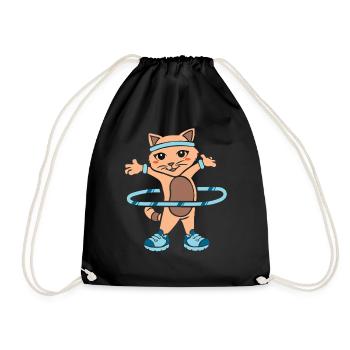 Hula Hup Huller Hullern Huller Hoop Cat - Drawstring Bag - black - Front