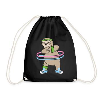 Hula Hup Hullern Huller Hoop Sloth - Drawstring Bag - black - Front