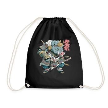 Boar Samurai Armor - Drawstring Bag - black - Front
