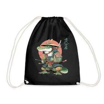Alligator samouraï en armure Sunset - Sac de sport léger - noir - Devant