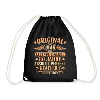 Original 1946 Jahrgang 80. Geburtstag Geschenk - Turnbeutel - Schwarz - Vorne