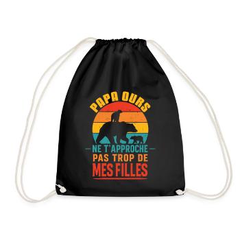 Papa Ours Pas Trop Près Des Filles - Sac de sport léger - noir - Devant