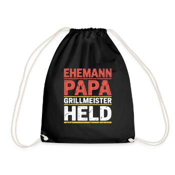 Father's Day Grill Master Dad Husband Men - Drawstring Bag - black - Front