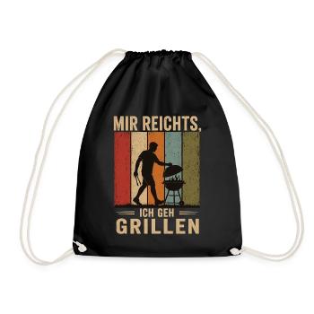 Mir reichts Ich geh grillen Retro BBQ Shirt - Turnbeutel - Schwarz - Vorne