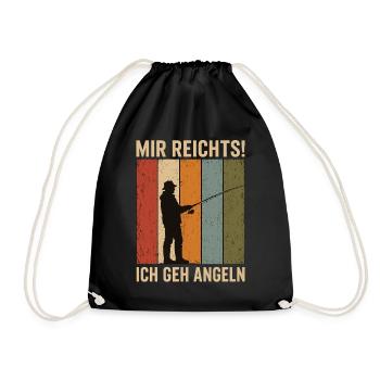 Mir reichts Ich geh angeln Retro Angler Shirt - Turnbeutel - Schwarz - Vorne