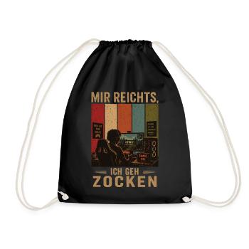 Mir reichts Ich geh zocken Retro Gamer Shirt - Turnbeutel - Schwarz - Vorne
