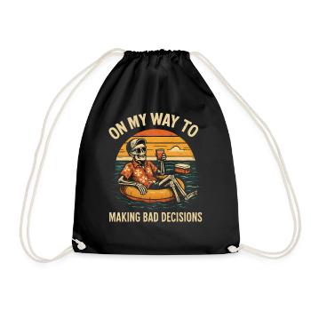 Holiday Humor On My Way To Making Bad Decisions - Drawstring Bag - black - Front