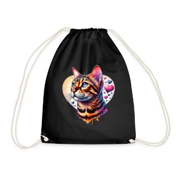 Bengalkatze - Turnbeutel - Schwarz - Vorne