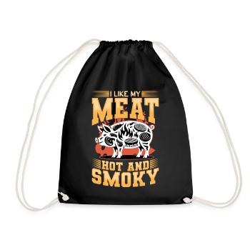 BBQ Grilling Meat Smoking Barbecue - Drawstring Bag - black - Front
