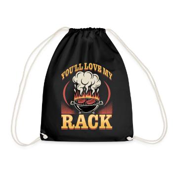 BBQ Grilling Meat Smoking Barbecue - Drawstring Bag - black - Front