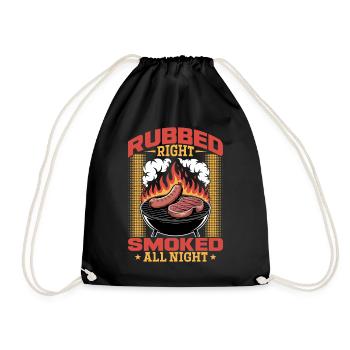 BBQ Grilling Meat Smoking Barbecue - Drawstring Bag - black - Front