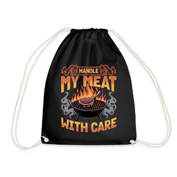 BBQ Grilling Meat Smoking Barbecue - Drawstring Bag - black - Front
