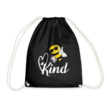 Sei freundlich Biene Friedenszeichen niedliche Honigbienen-Kunst - Turnbeutel - Schwarz - Vorne