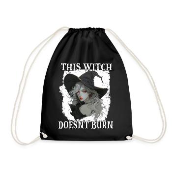 Hexen Deko Halloween Geschenk für Hexen Fans - Turnbeutel - Schwarz - Vorne