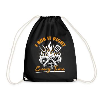 BBQ Grilling Meat Smoking Barbecue - Drawstring Bag - black - Front