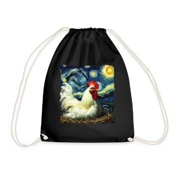 Leghorn Hühner Starry Night - Turnbeutel - Schwarz - Vorne