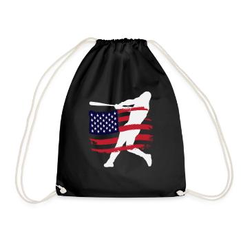 Silhouette du joueur de baseball du drapeau américain - Sac de sport léger - noir - Devant