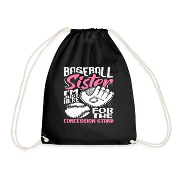 Baseball Sister Only Here for the Snack - Drawstring Bag - black - Front