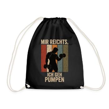 Mir reichts Ich geh pumpen Retro Fitness Shirt - Turnbeutel - Schwarz - Vorne