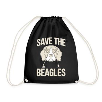 Save the Beagles – Beagle Line Art - Drawstring Bag - black - Front