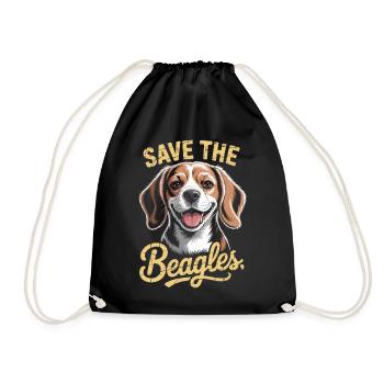 Save the Beagles Illustration - Drawstring Bag - black - Front