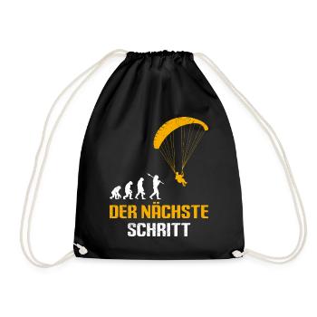 Paraglider Geschenk DER NÄCHSTE SCHRITT - Turnbeutel - Schwarz - Vorne