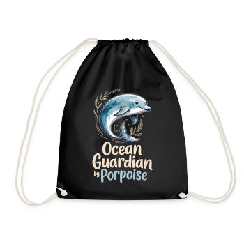 Ocean Guardian By Porpoise Schweinswal - Drawstring Bag - black - Front