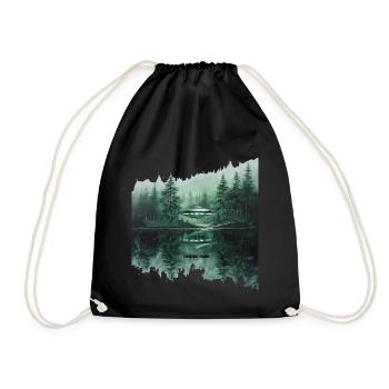 COMING HOME - Futuristic UFO Forest Sanctuary - Drawstring Bag - black - Front