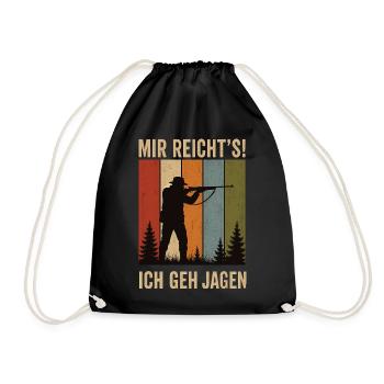 Mir reicht's Ich geh jagen Retro Jäger Shirt - Turnbeutel - Schwarz - Vorne