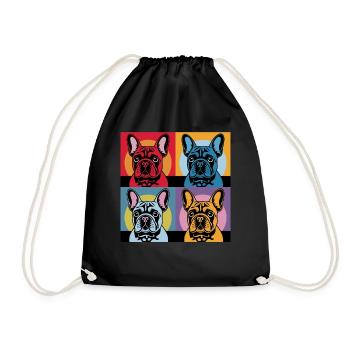 Pop Art French Bulldogs Colorful - Drawstring Bag - black - Front