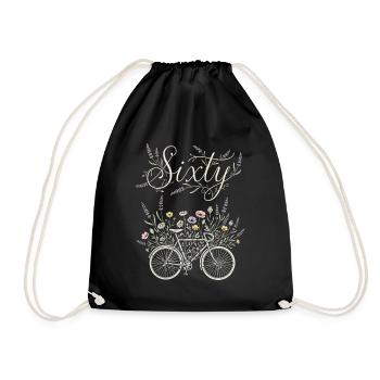 Bicycle 60th Birthday Ladies - Drawstring Bag - black - Front