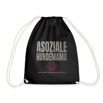 Asoziale Hundemama Fellnase - Turnbeutel - Schwarz - Vorne
