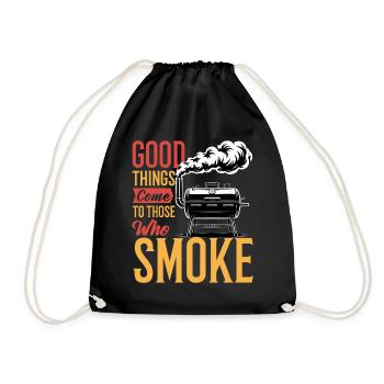 BBQ Grilling Meat Smoking Barbecue - Drawstring Bag - black - Front