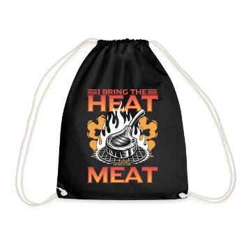BBQ Grilling Meat Smoking Barbecue - Drawstring Bag - black - Front