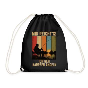 Mir reicht's Ich geh Karpfen angeln Retro Shirt - Turnbeutel - Schwarz - Vorne