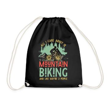 MTB Dad Spruch – All I Care About Biking and maybe - Drawstring Bag - black - Front