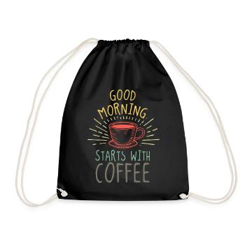 Good Morning Coffee Büro Humor - Turnbeutel - Schwarz - Vorne