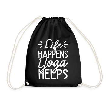 Pilates Enthusiasts Life Happens Yoga Helps - Drawstring Bag - black - Front